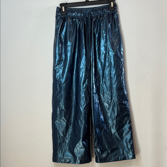 Urban Outfitters Pants - Urban Outfitters Women’s Metallic Blue‎ Wide Leg Cropped Pants Size XS